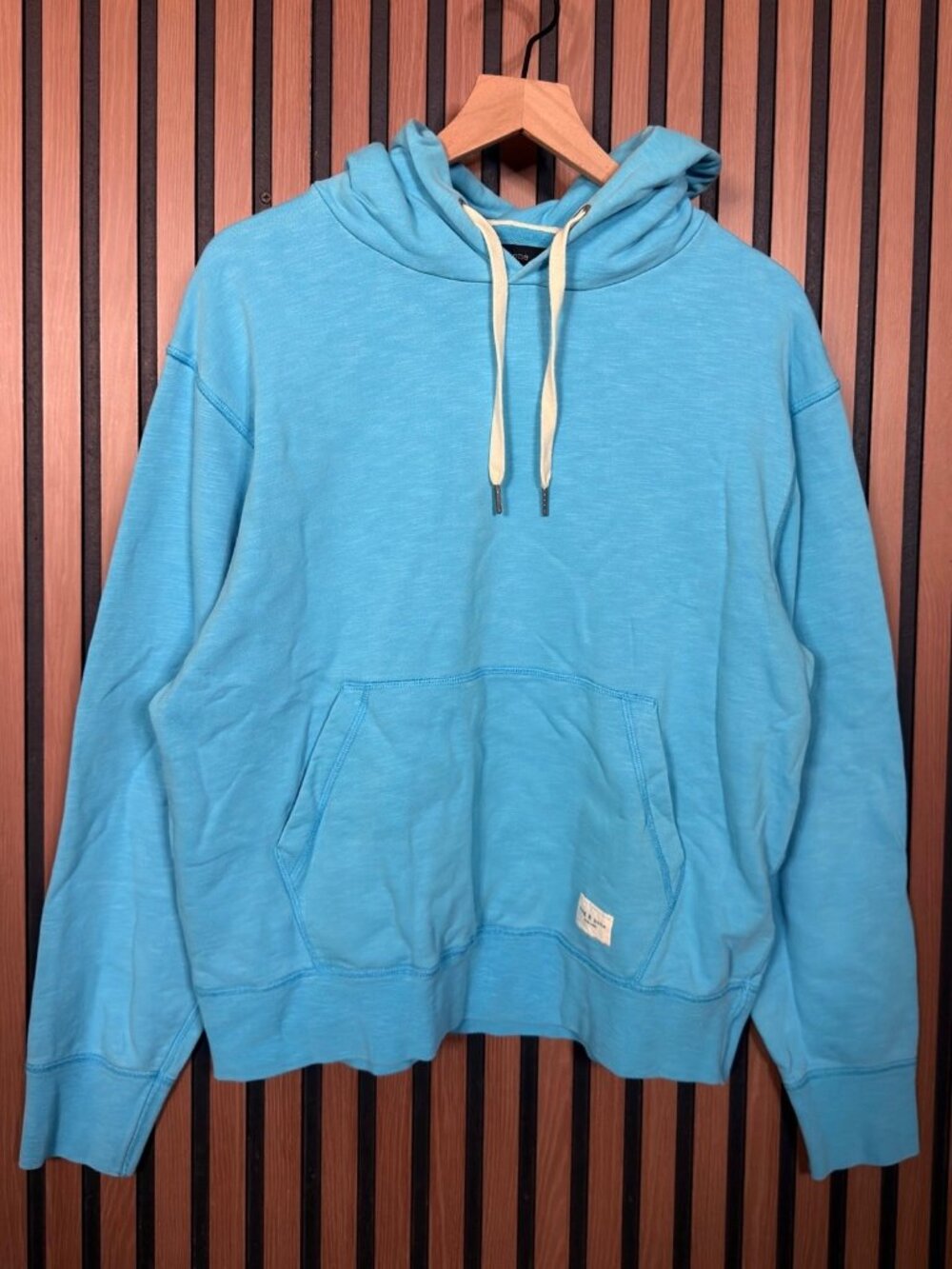 Rag & Bone Sweater Medium Mens Blue French Terry Sleeve Pullover Hoodie